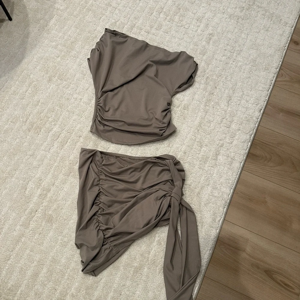Two-Piece Ruched Bikini Set — Taupe - Picture 1 of 1